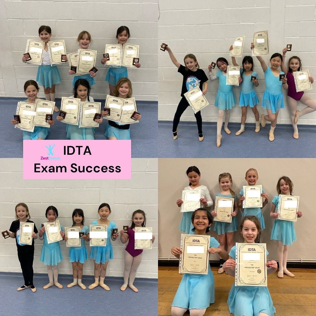 Zest Dance students holding their IDTA exam certificates