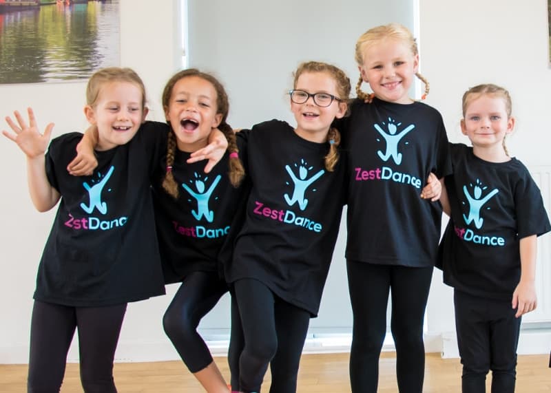 Zest Dance children in branded t-shirts